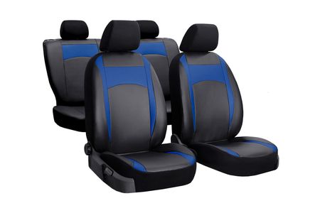 Autositzbezüge für Fiat Doblo (III) 2010-2016 Design Leather Blau 2+3