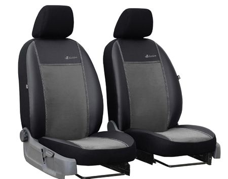 Autositzbezüge für Seat Ibiza (IV) 2008-2017 Exclusive Alcantara - Grau 1+1, Vorderseite